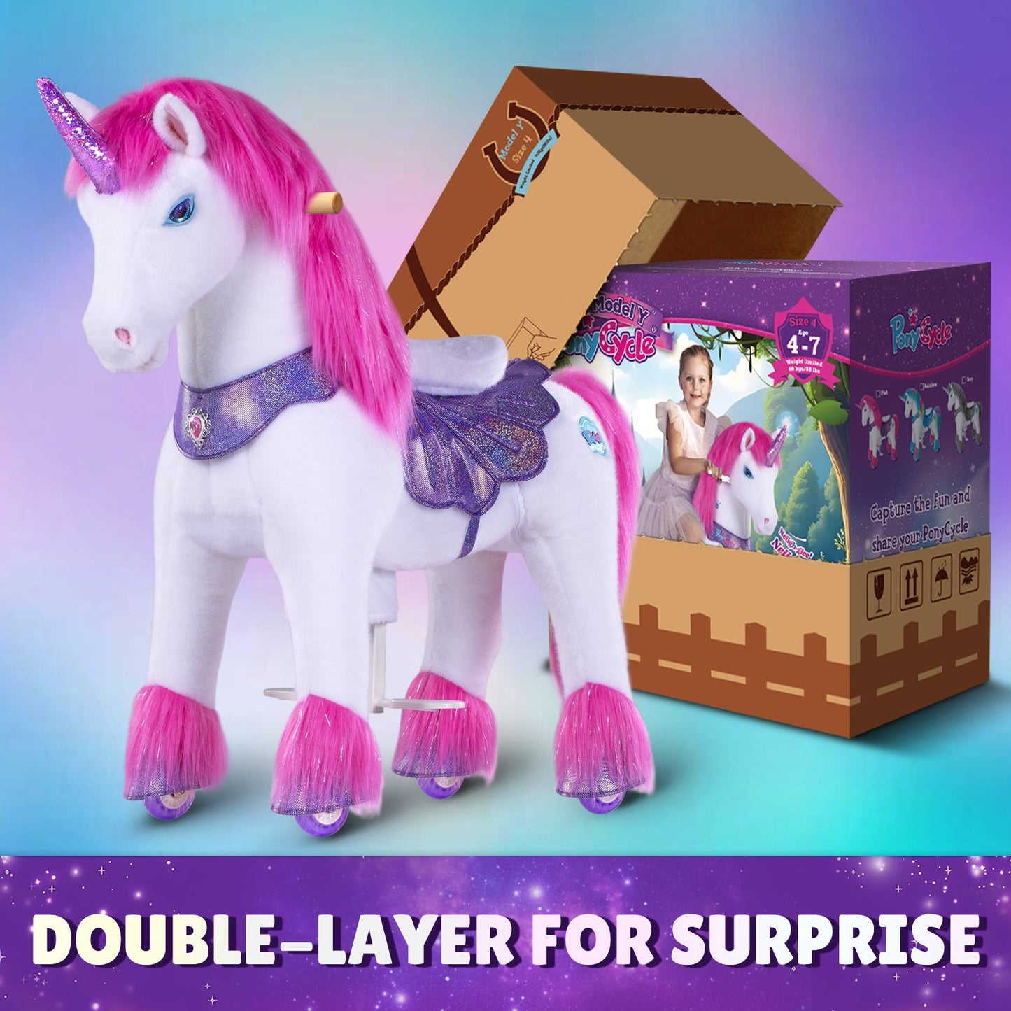Modell Y®, Rosa Einhorn-Reitspielzeug für 4-7 Jahre