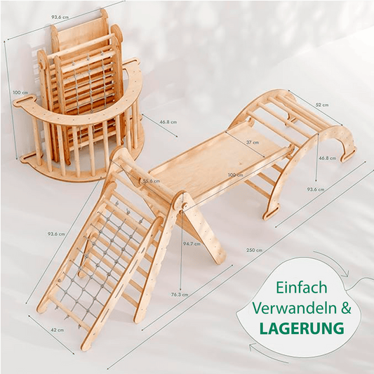 4-in-1 Montessori Klettergerüst Set für Kinder 1-7 Jahre – Beige
