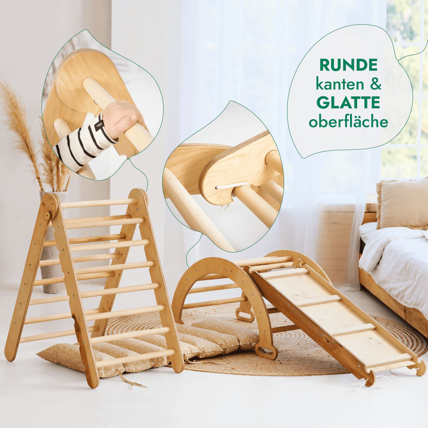 4-in-1 Montessori Klettergerüst Set für Kinder 1-7 Jahre – Beige