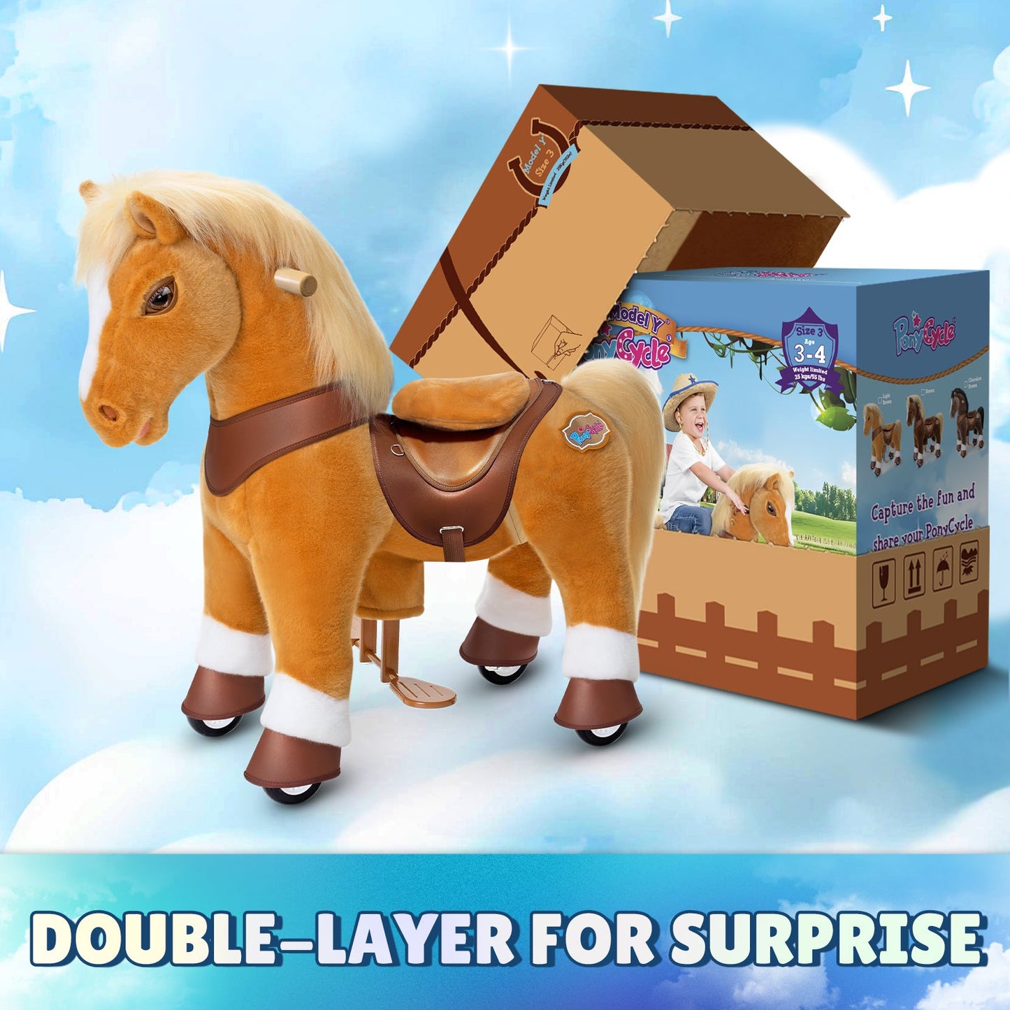 Modell Y®, hellbraunes Reitpferd, Spielzeug für 3–4 Jahre