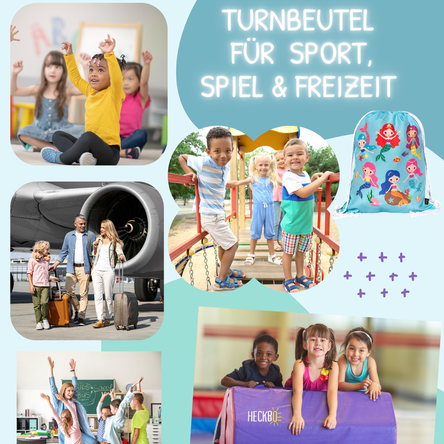 Turnbeutel Meerjungfrau türkis