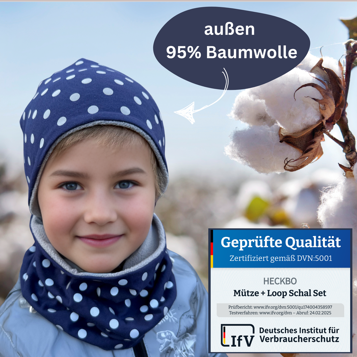 Kinder Reflektor Mütze & Loop - Punkte