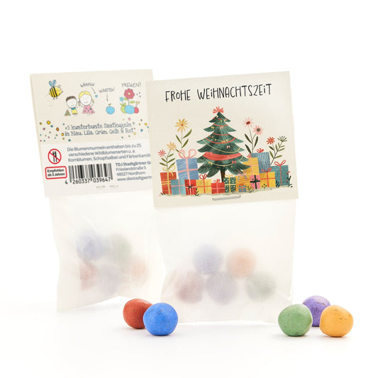 10x5 Blumenmurmeln im Tütchen "Frohe Weihnachtszeit"