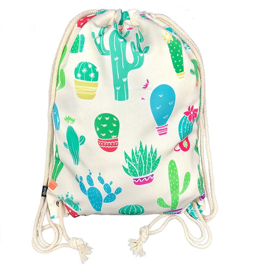 Turnbeutel Kaktus schwarz / beige