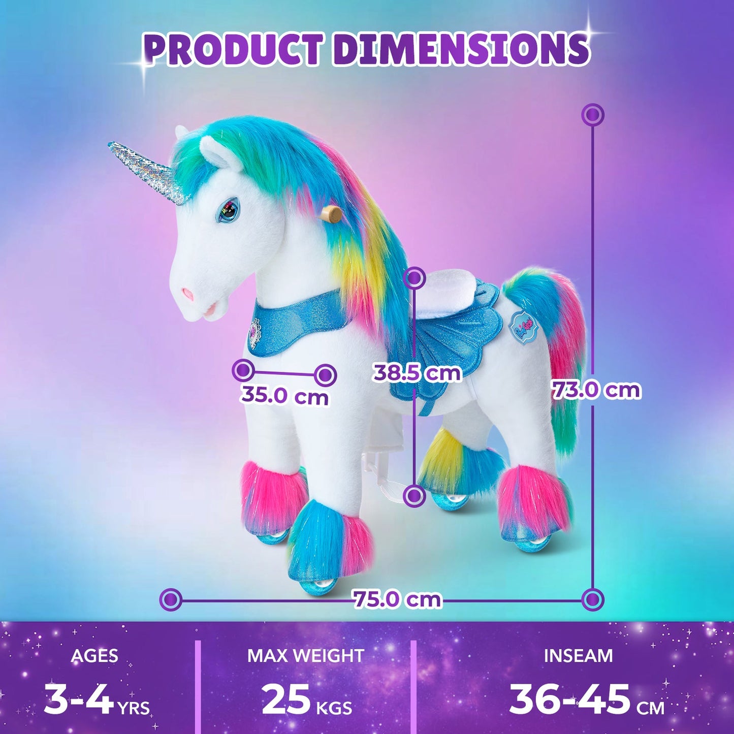 Modell Y® Regenbogen-Einhorn-Reitspielzeug für 4–7 Jahre