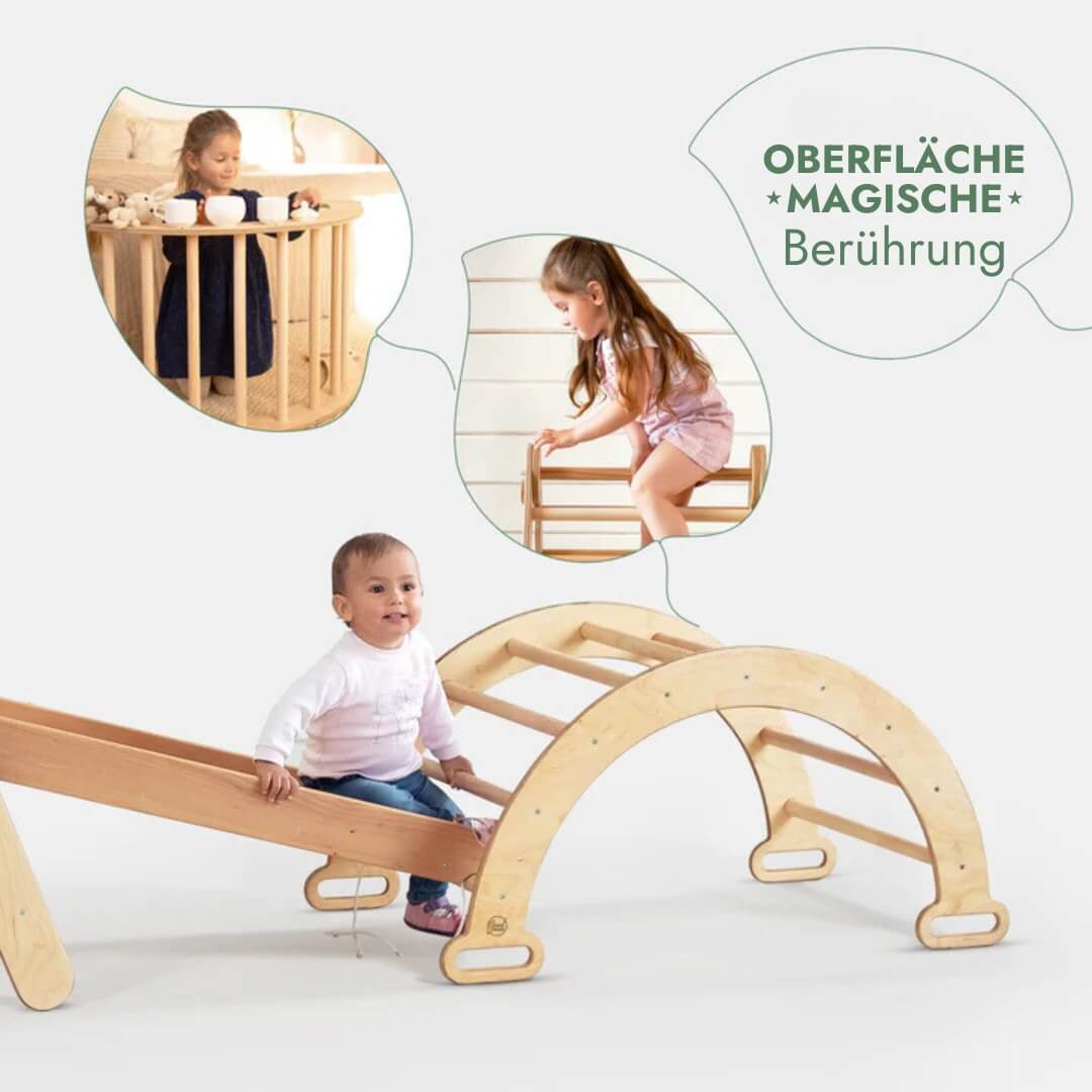 4-in-1 Montessori Klettergerüst Set für Kinder 1-7 Jahre – Beige