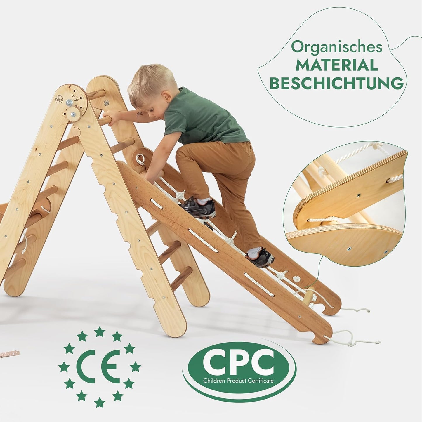 4-in-1 Montessori Klettergerüst Set für Kinder 1-7 Jahre – Beige