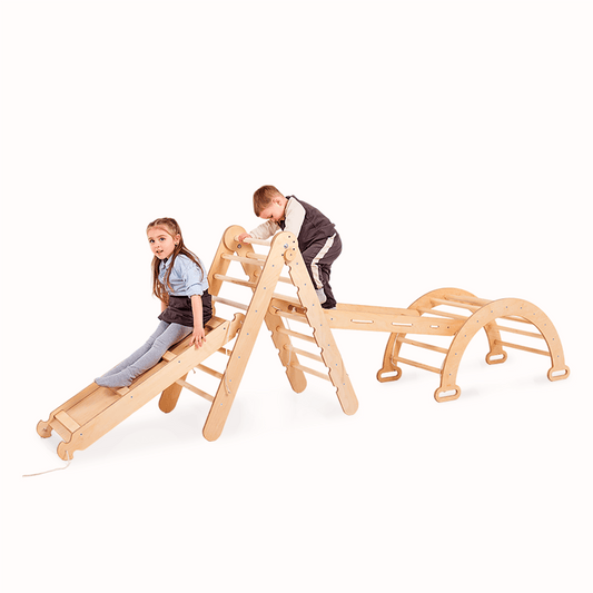 4-in-1 Montessori Klettergerüst Set für Kinder 1-7 Jahre – Beige