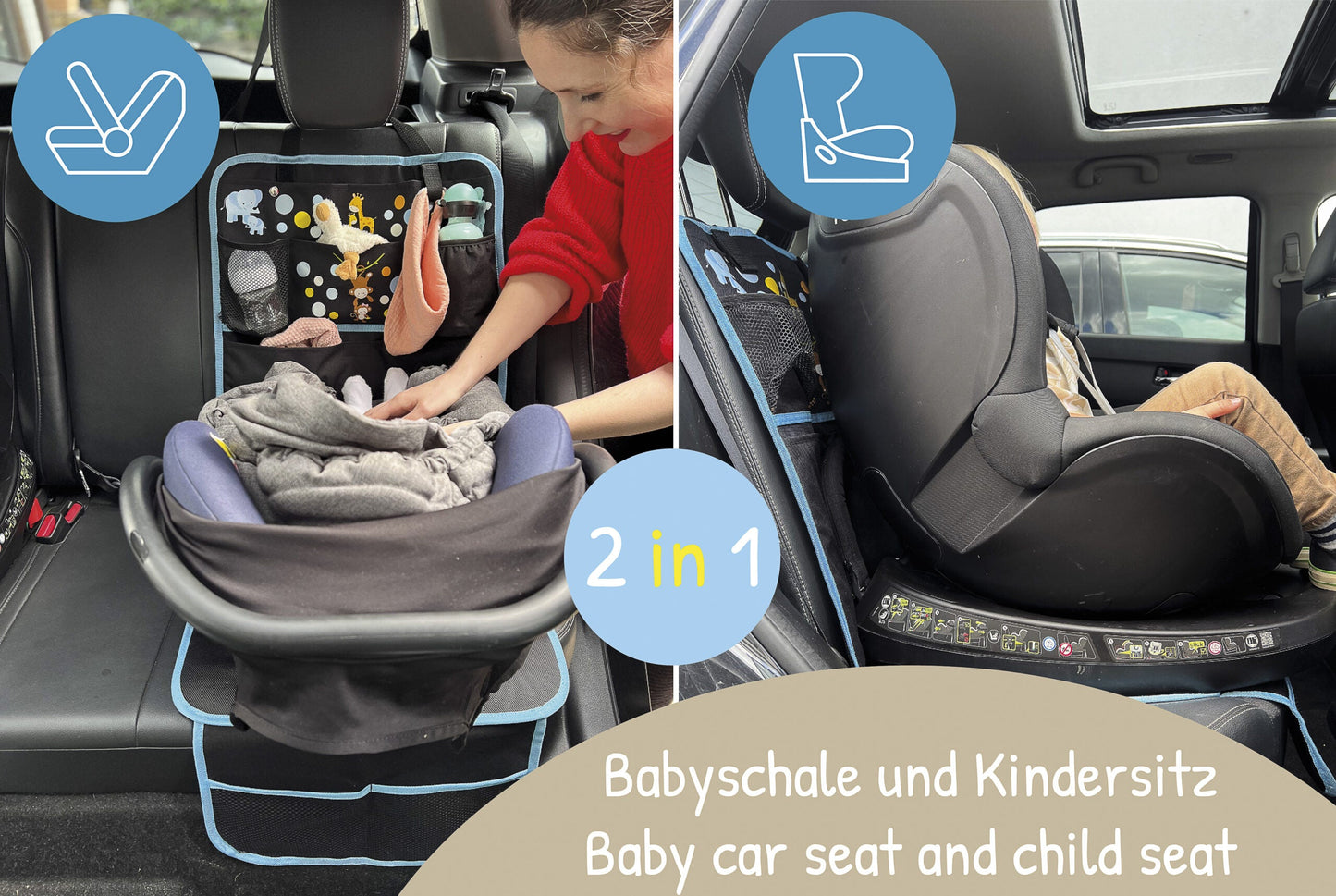 Kinder Autositz Sitzauflage Baby Tiere Mama