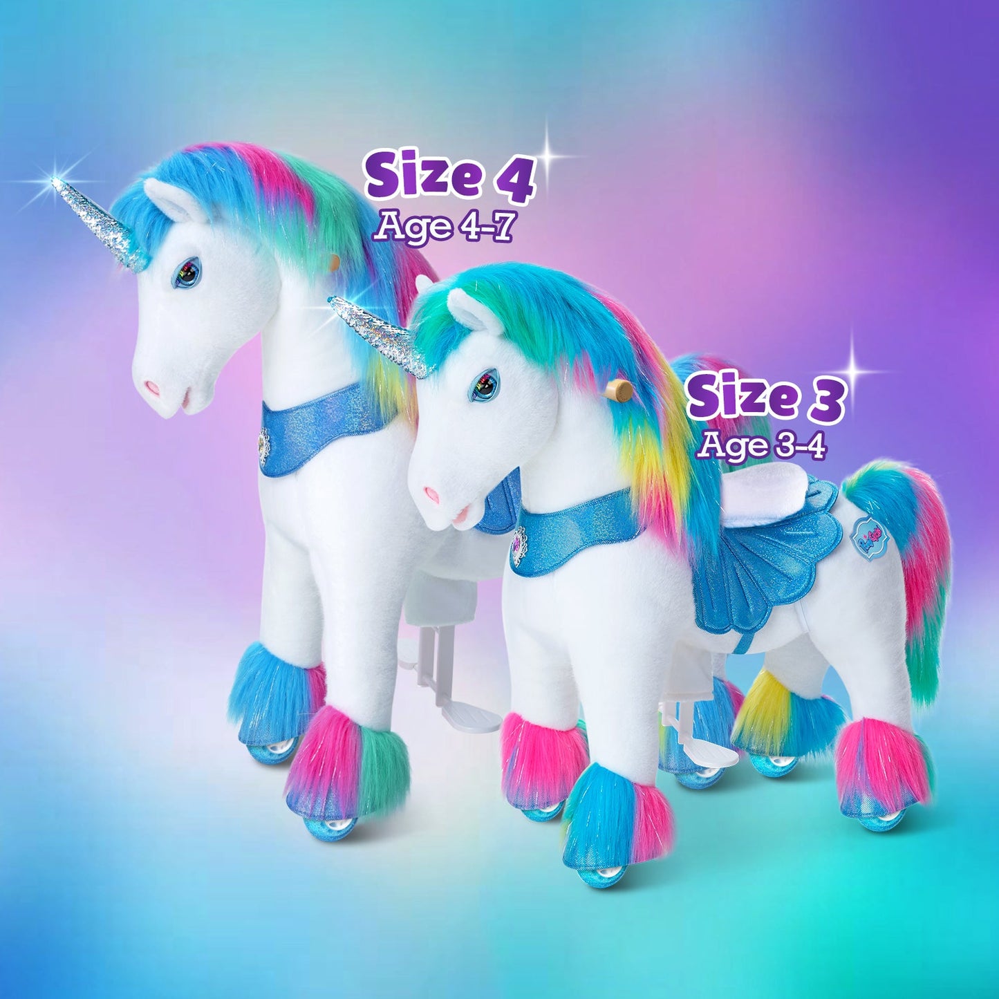 Modell Y® Regenbogen-Einhorn-Reitspielzeug für 3–4 Jahre