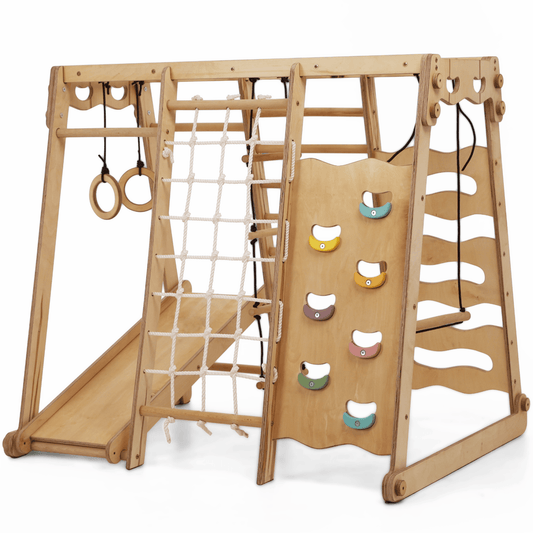 6-in-1 Indoor-Spielplatz aus Holz für Kinder