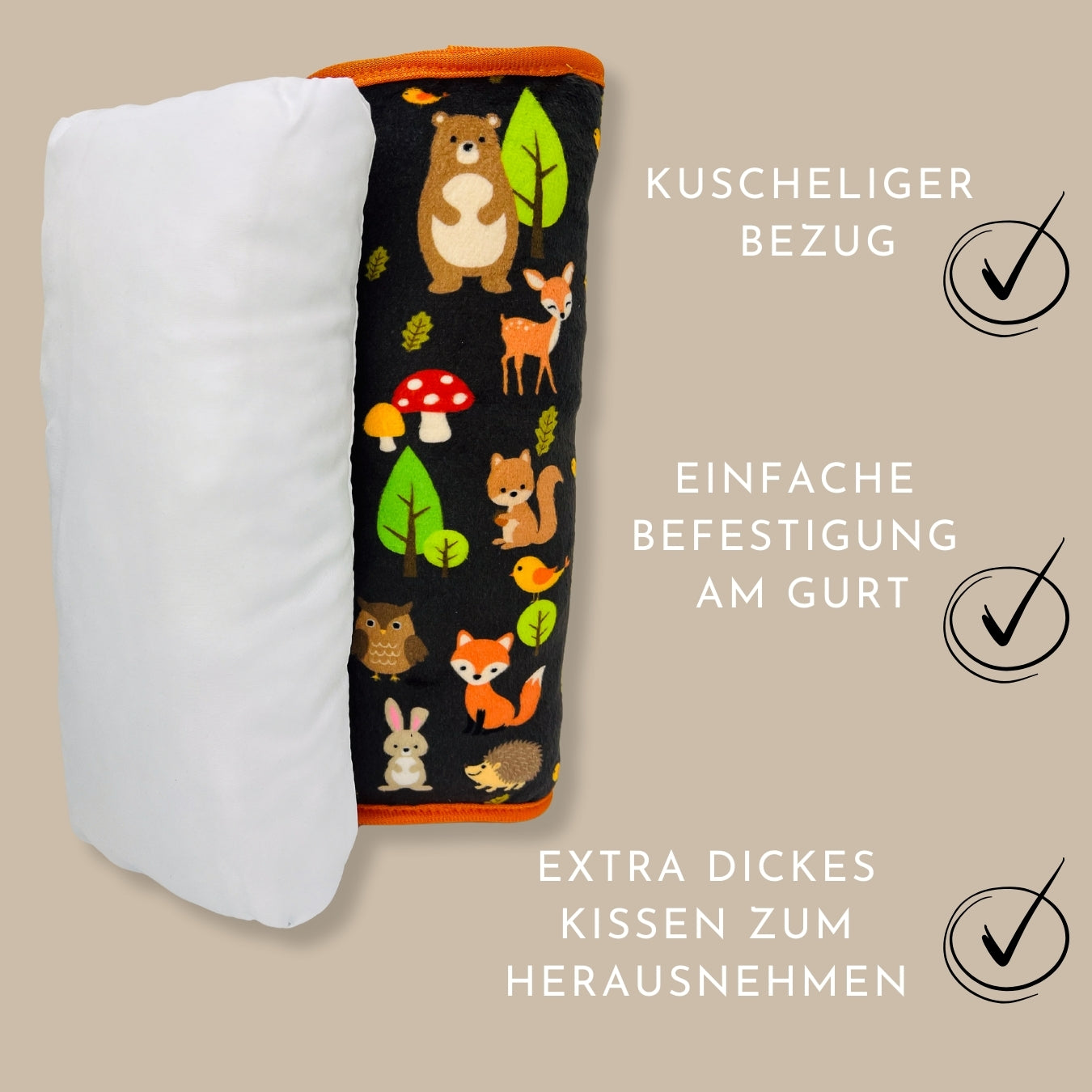 Auto Schlafkissen Waldtiere