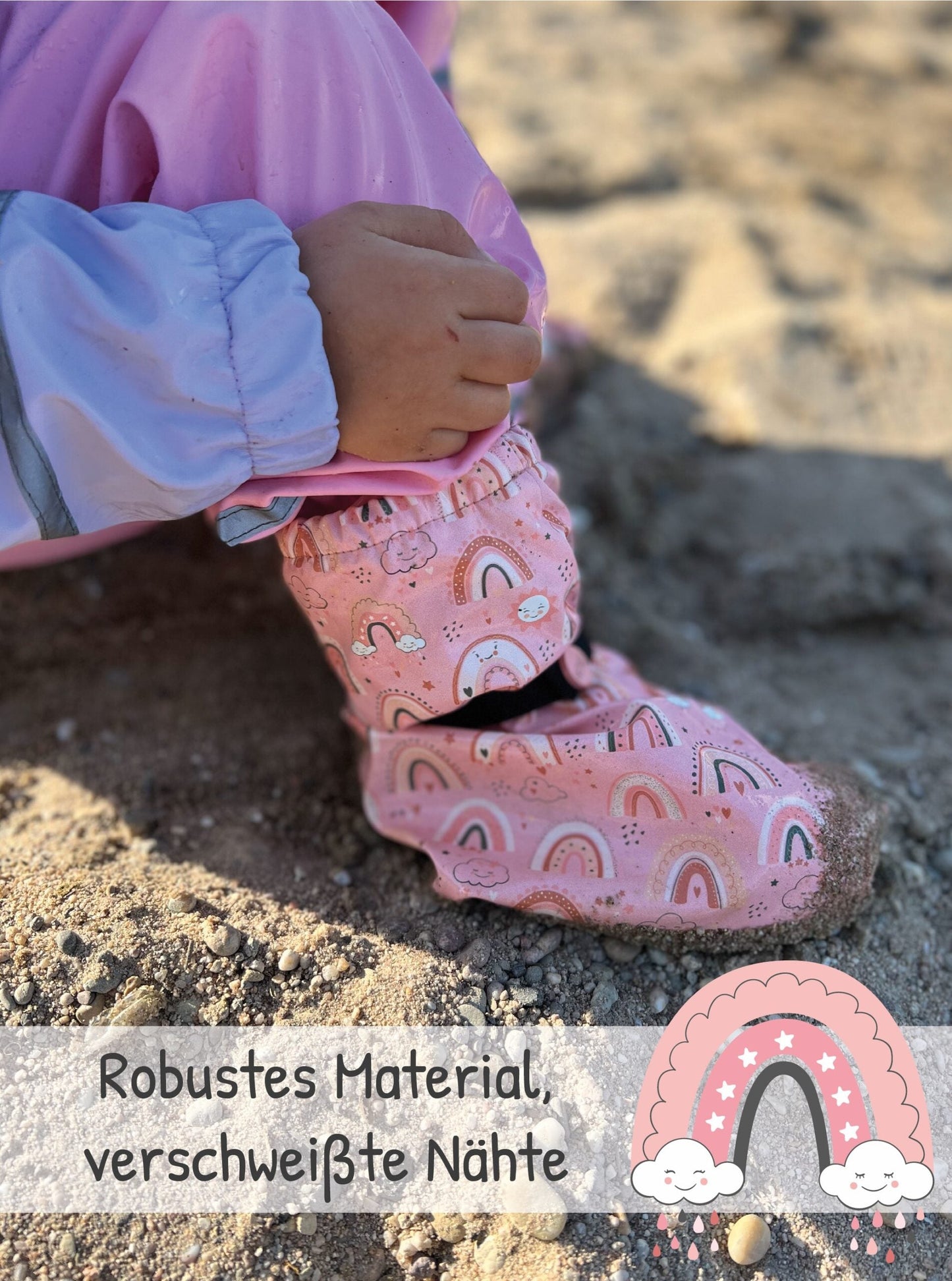 Regenfüßlinge mit Vlies - Regenbogen