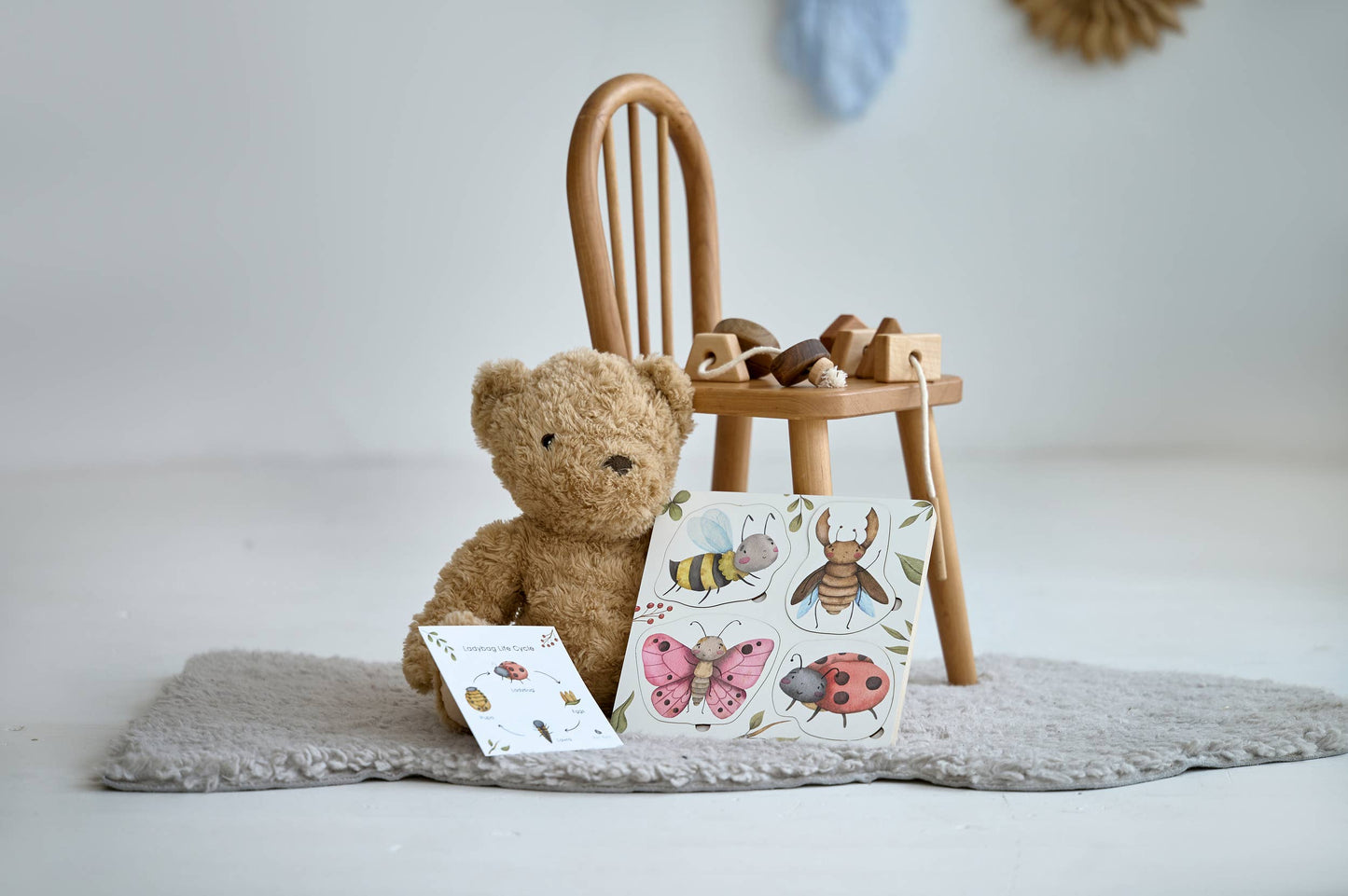 Holzpuzzle Lebenszyklus der Insekten