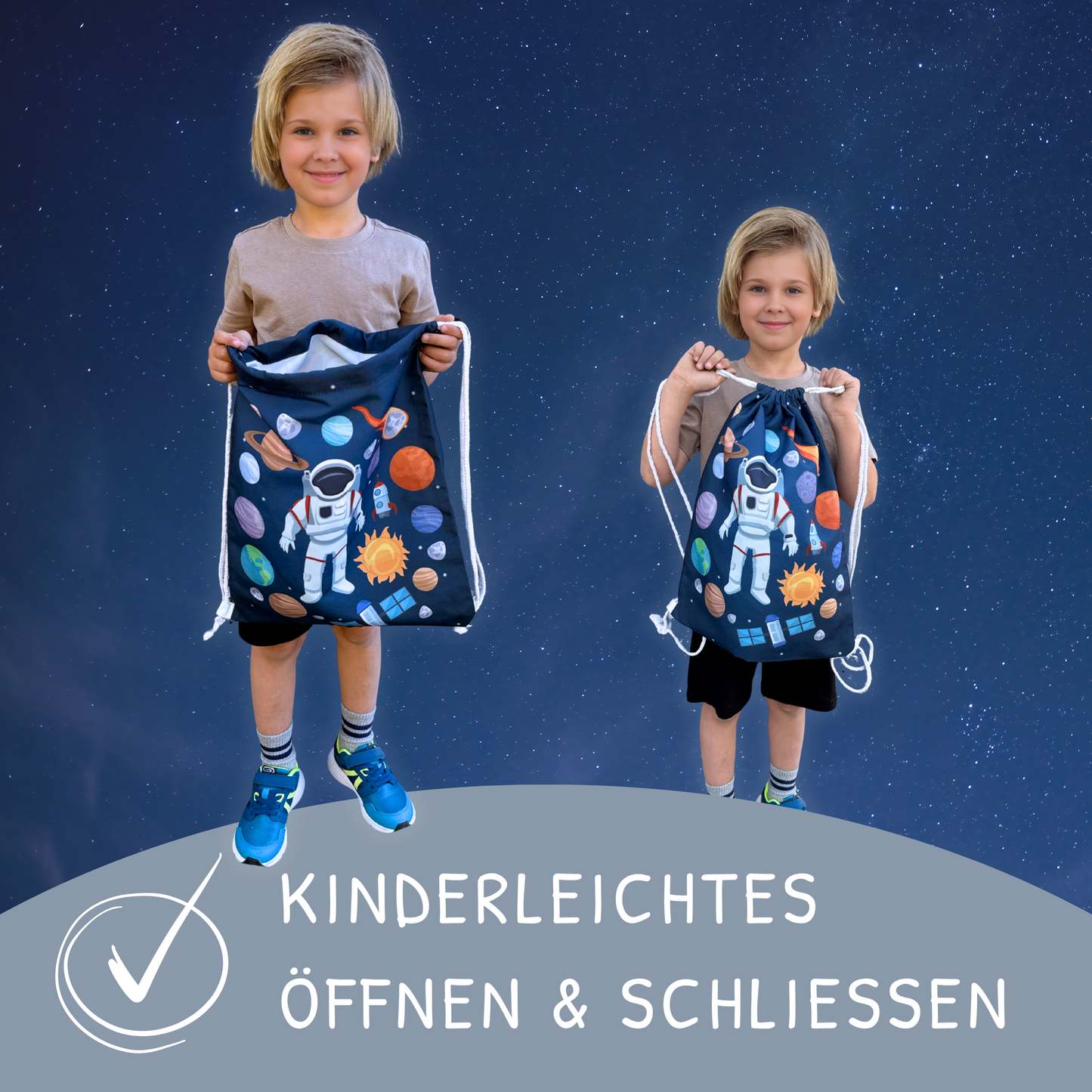 Kinder Turnbeutel Astronaut - weiss