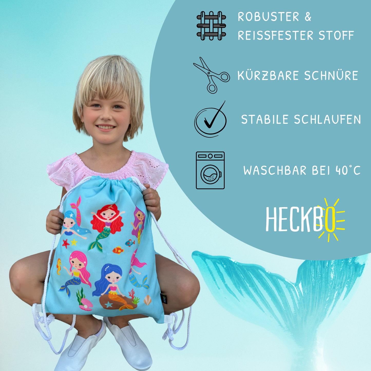 Turnbeutel Meerjungfrau türkis