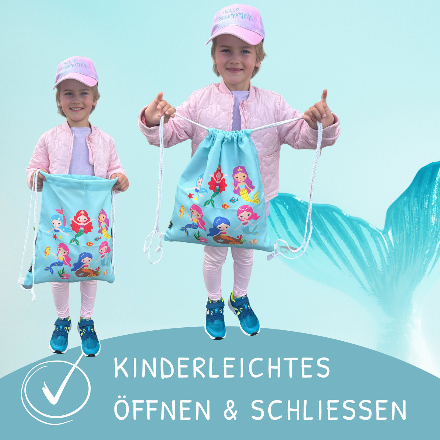Turnbeutel Meerjungfrau türkis