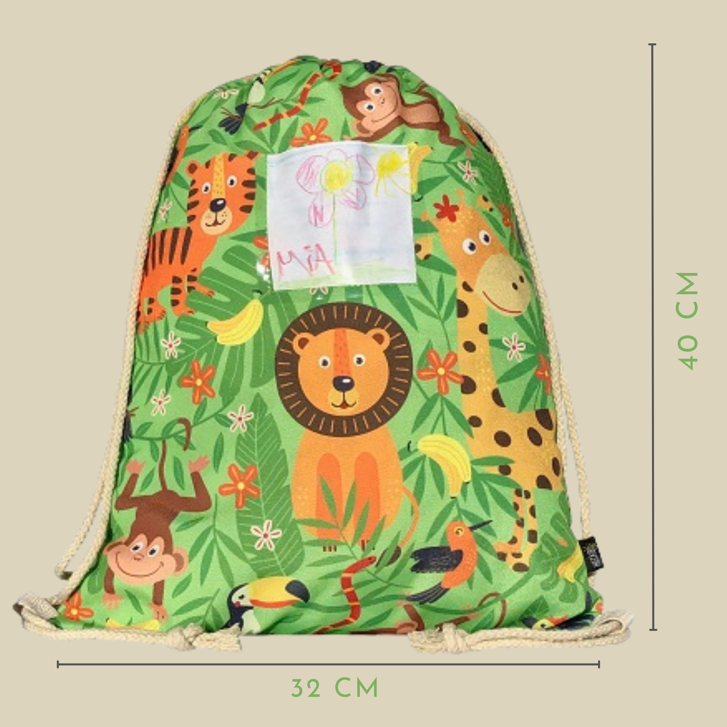 Kinder Turnbeutel Dschungel mit Fenster