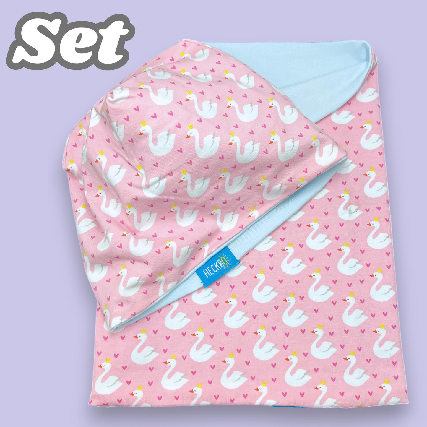 Kinder Beanie Mütze & Loop Set - Schwan
