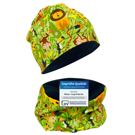 Kinder Beanie Mütze & Loop Set - Dschungel