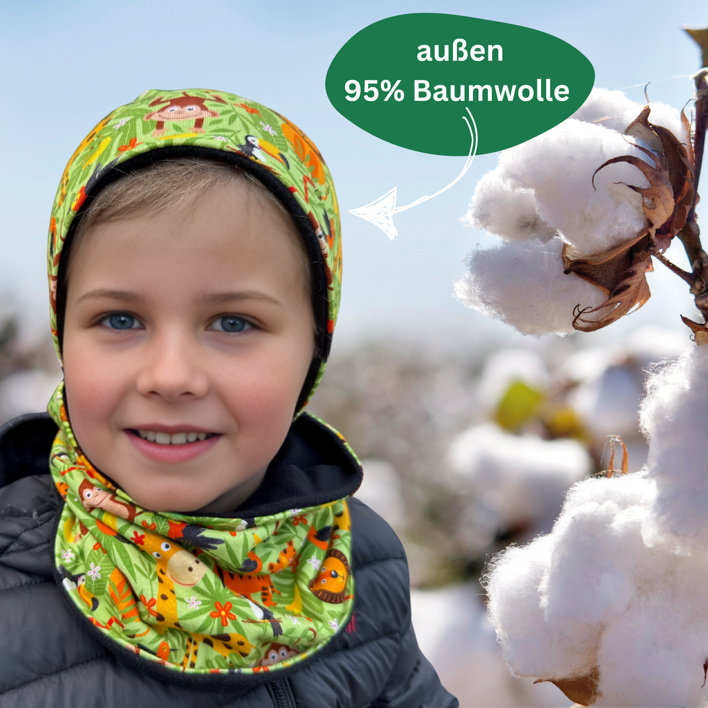 Kinder Beanie Mütze & Loop Set - Dschungel