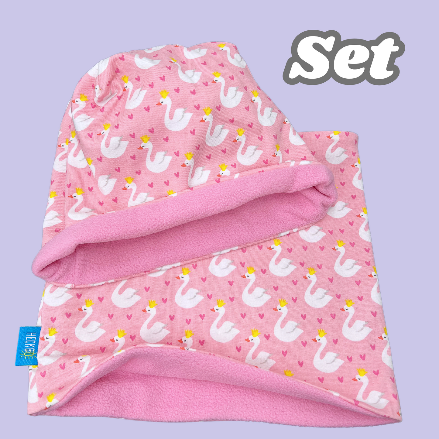 Kinder Beanie Mütze & Loop Set - Schwan