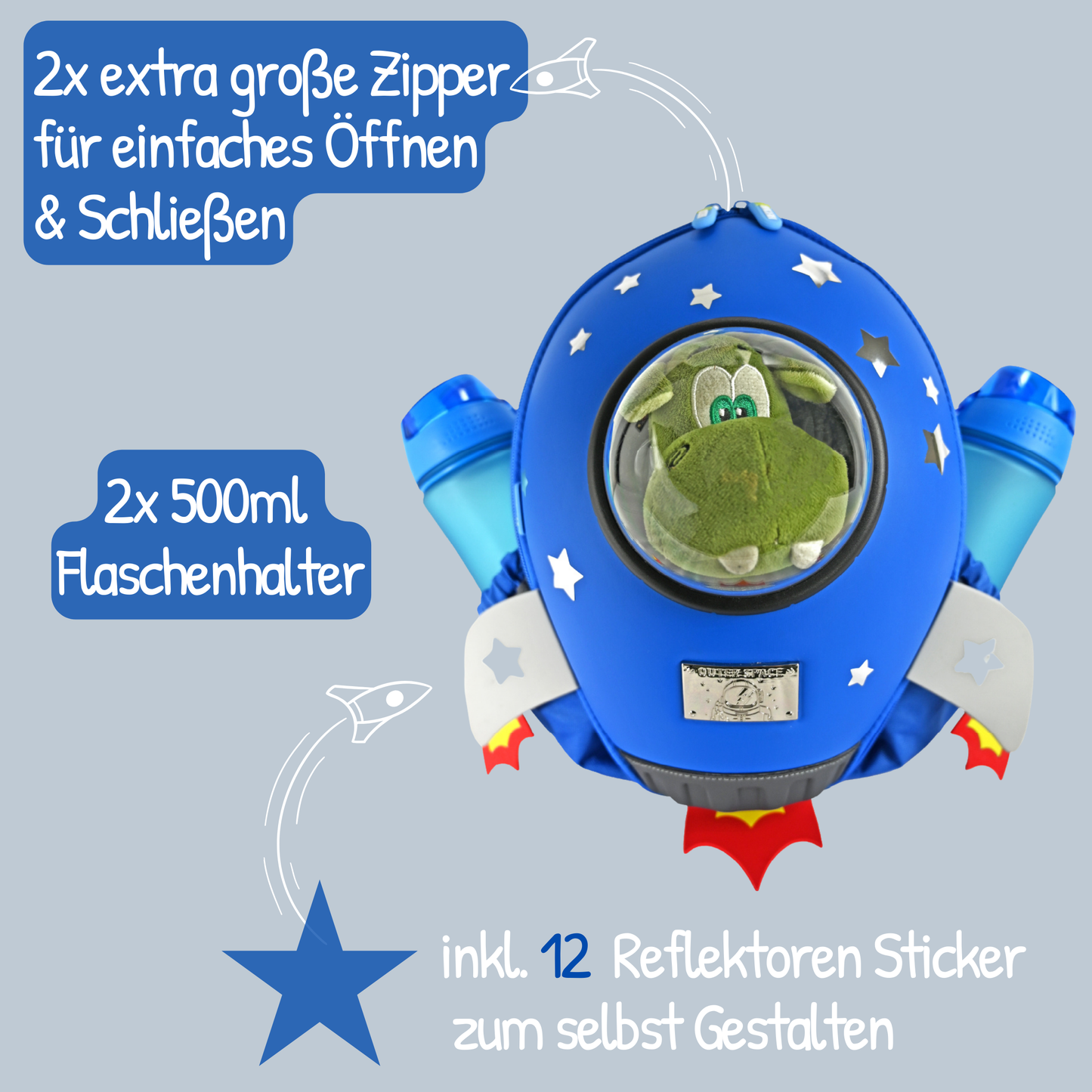 Rucksack mit Sichtfenster Rakete Astronaut