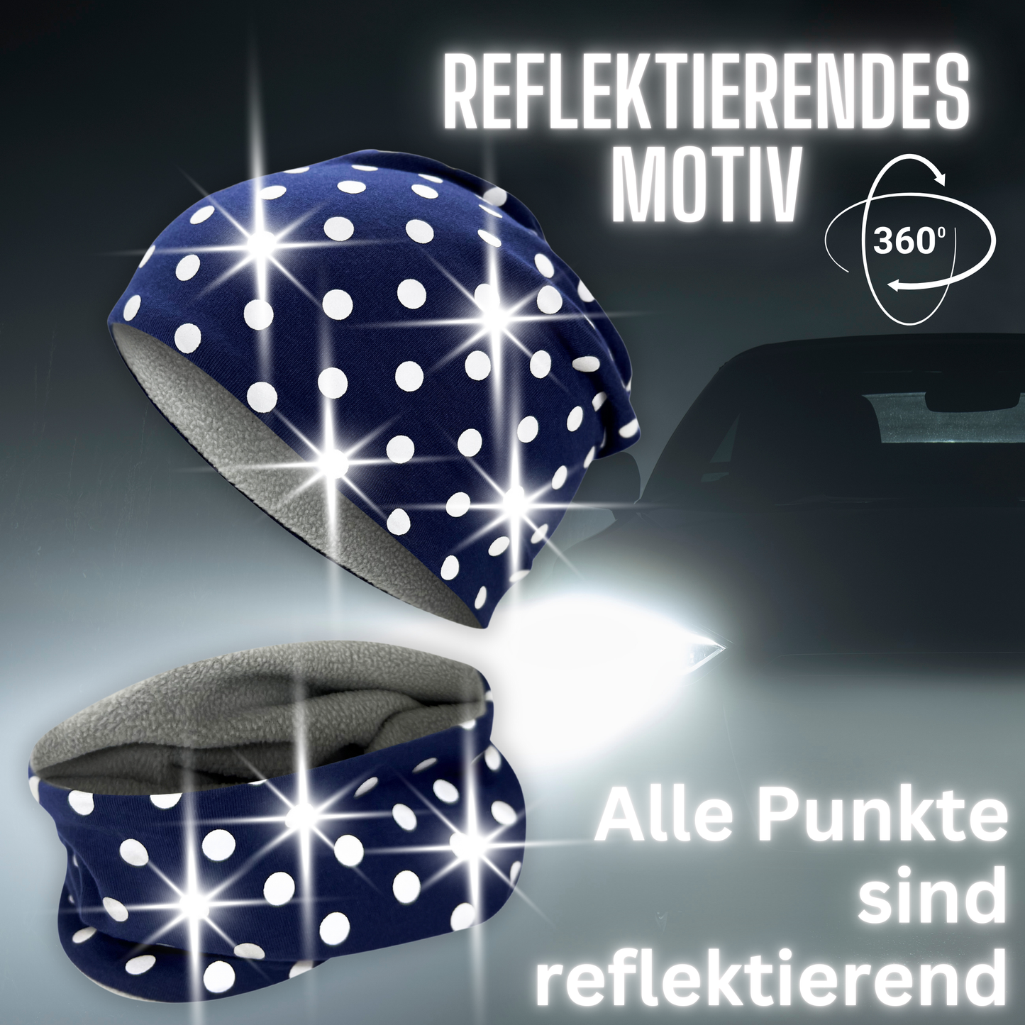 Kinder Reflektor Mütze & Loop - Punkte