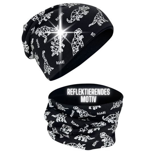 Kinder Reflektor Mütze & Loop Dinosaurier