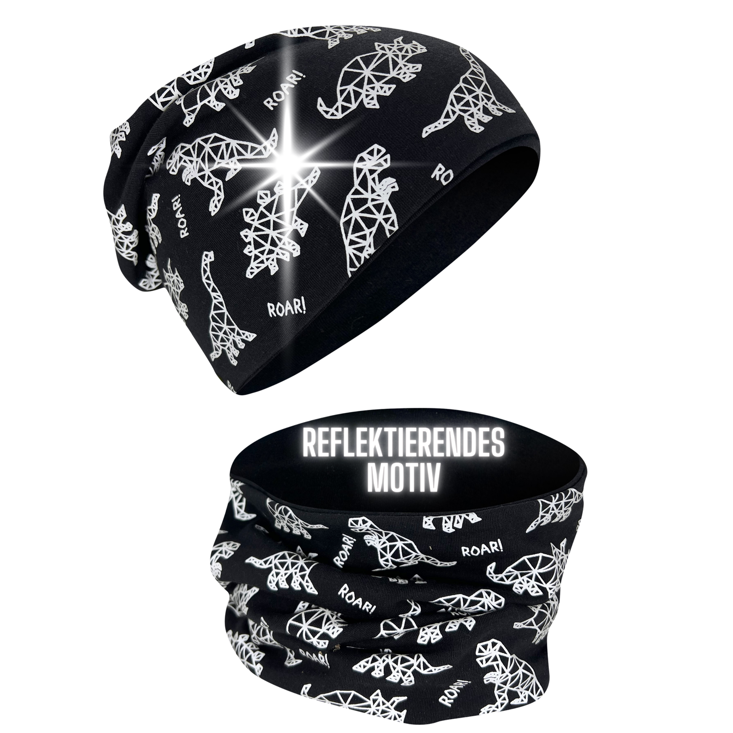 Kinder Reflektor Mütze & Loop Dinosaurier