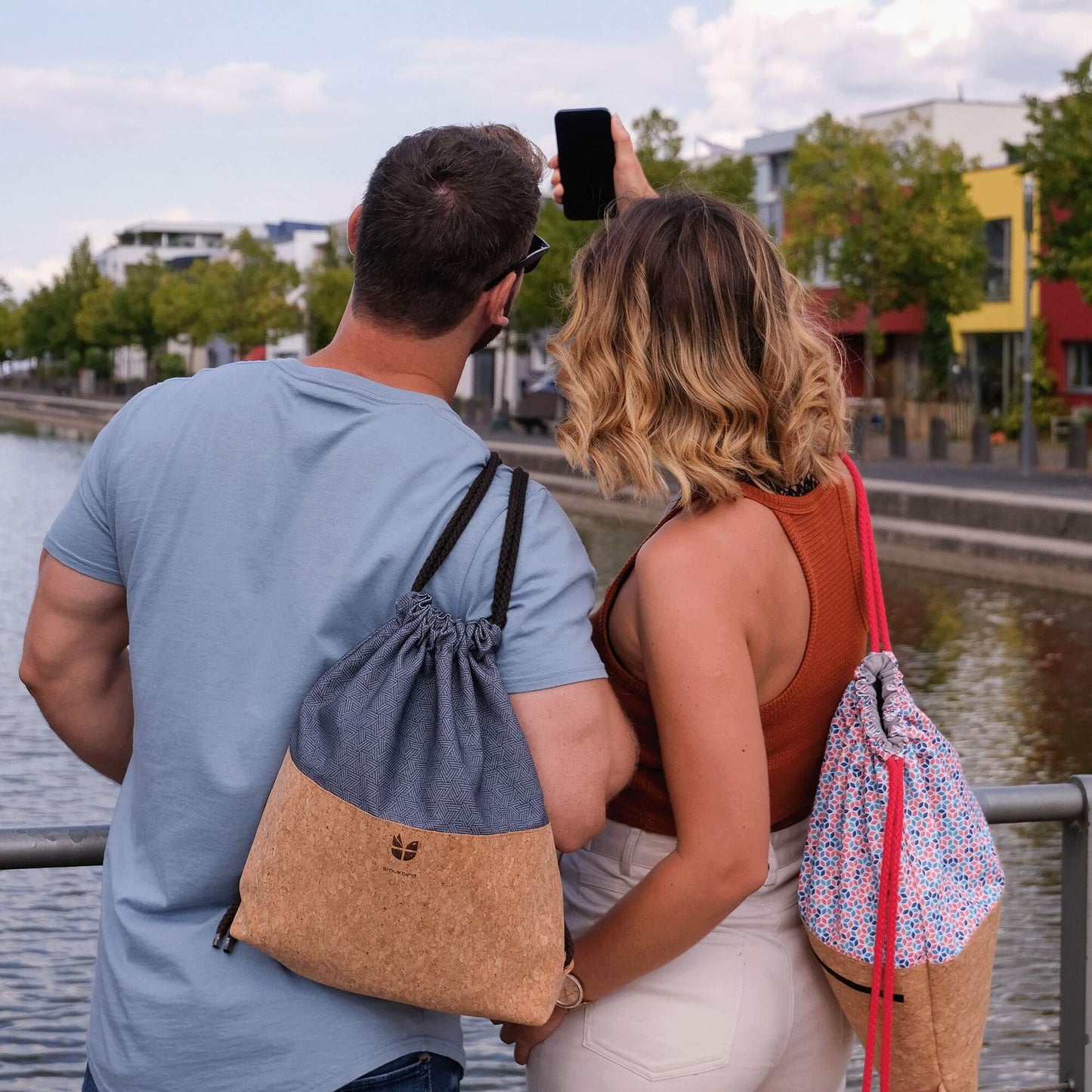 Turnbeutel für Kinder, kleiner Rucksack | aus Baumwolle und Kork | Stripes